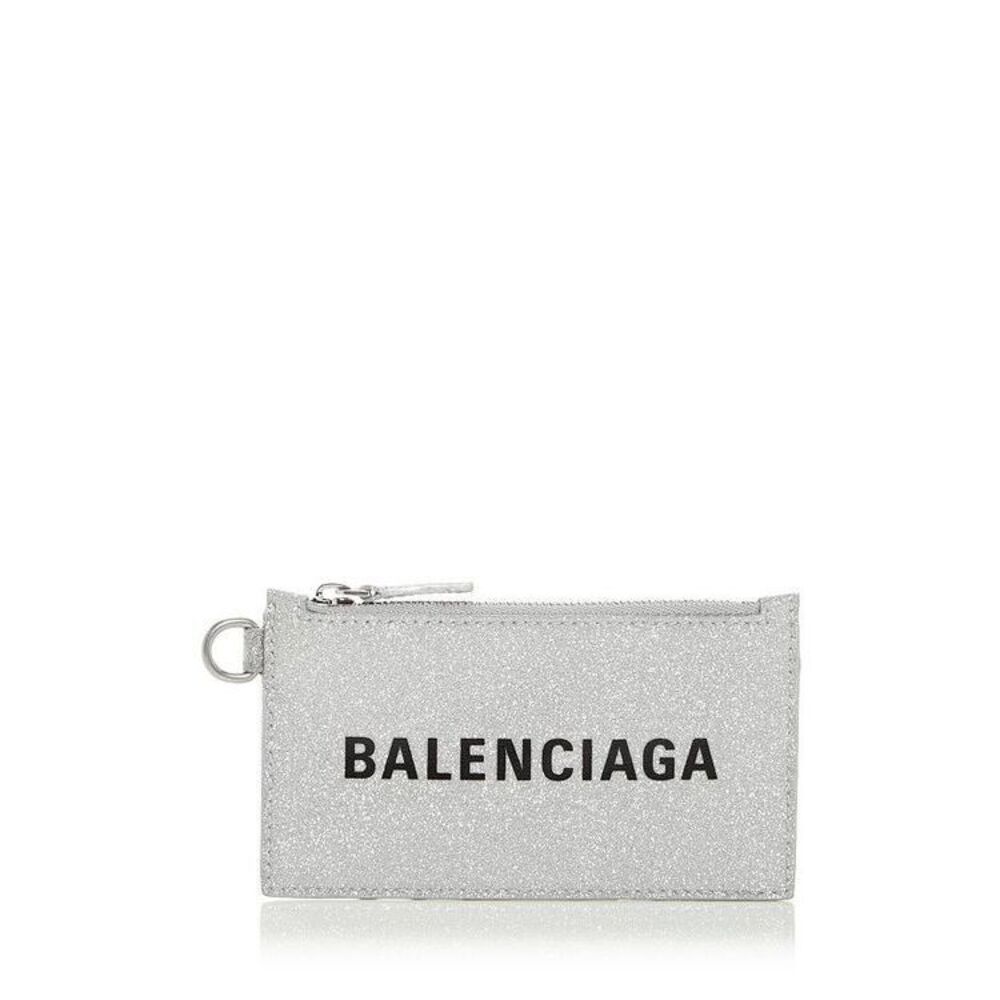 Balenciaga Accessories Wallet Leather Cash Glitter Card Case Silver - Picture 1 of 4